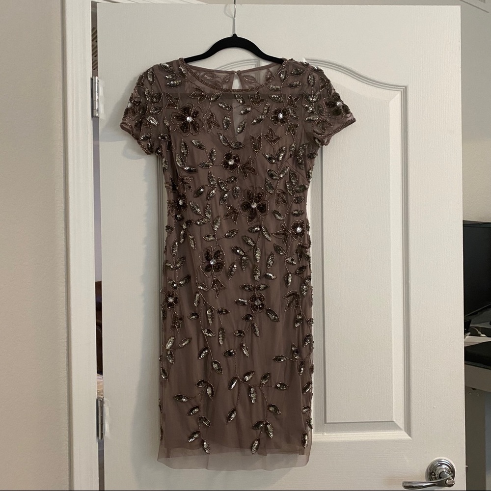 Adrianna Papell Floral Beaded Mini Dress